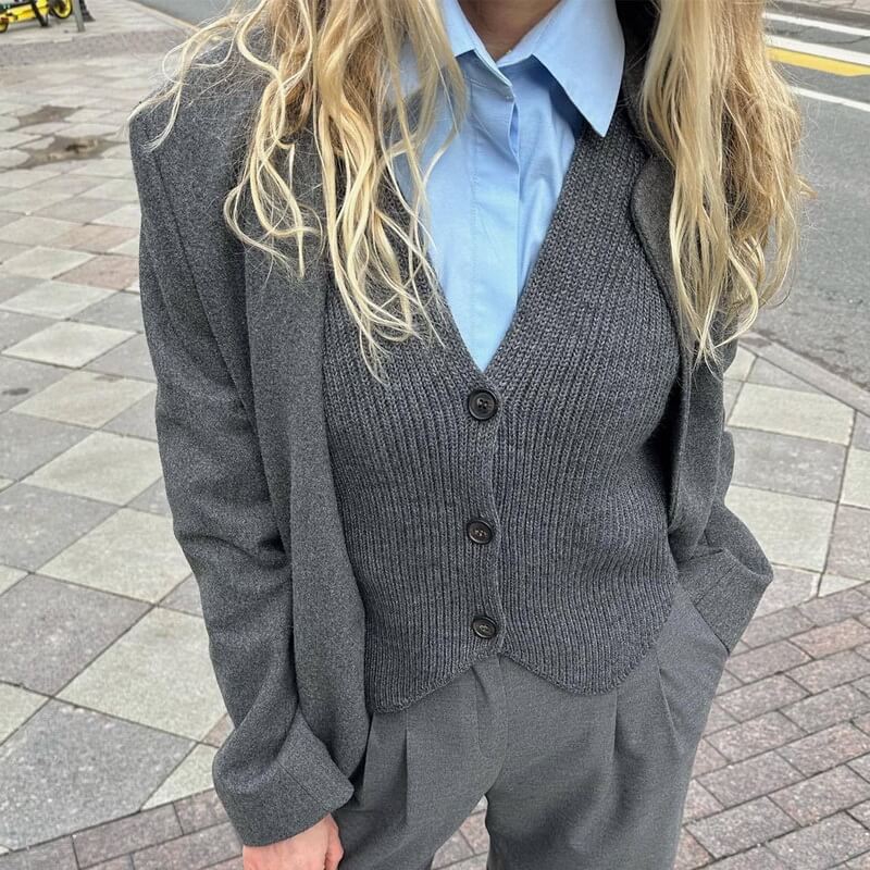 NURO Women's Cardigan Sweater, Long Sleeve V-Neck Open Front Knit Sweater with Three Button Closure