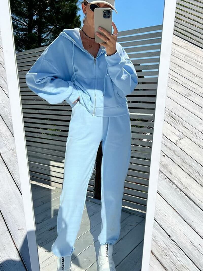 NURO Women's Casual Hoodie and Jogger Set - Two Piece Lounge Outfit