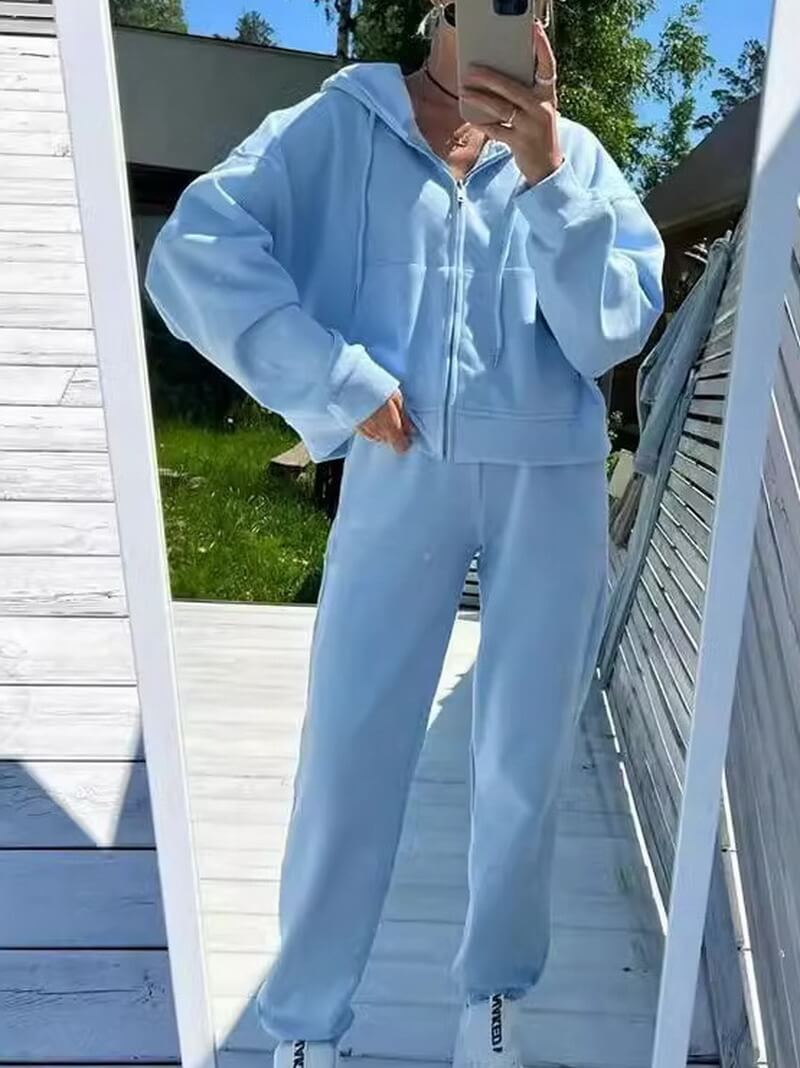 NURO Women's Casual Hoodie and Jogger Set - Two Piece Lounge Outfit