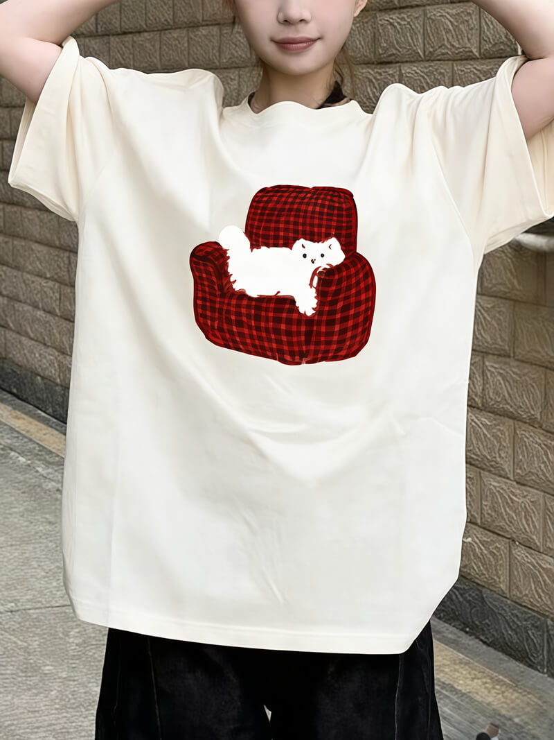 NURO Women's Casual Loose Fit 3D Print Letter Graphic Short Sleeve Cotton T-Shirt