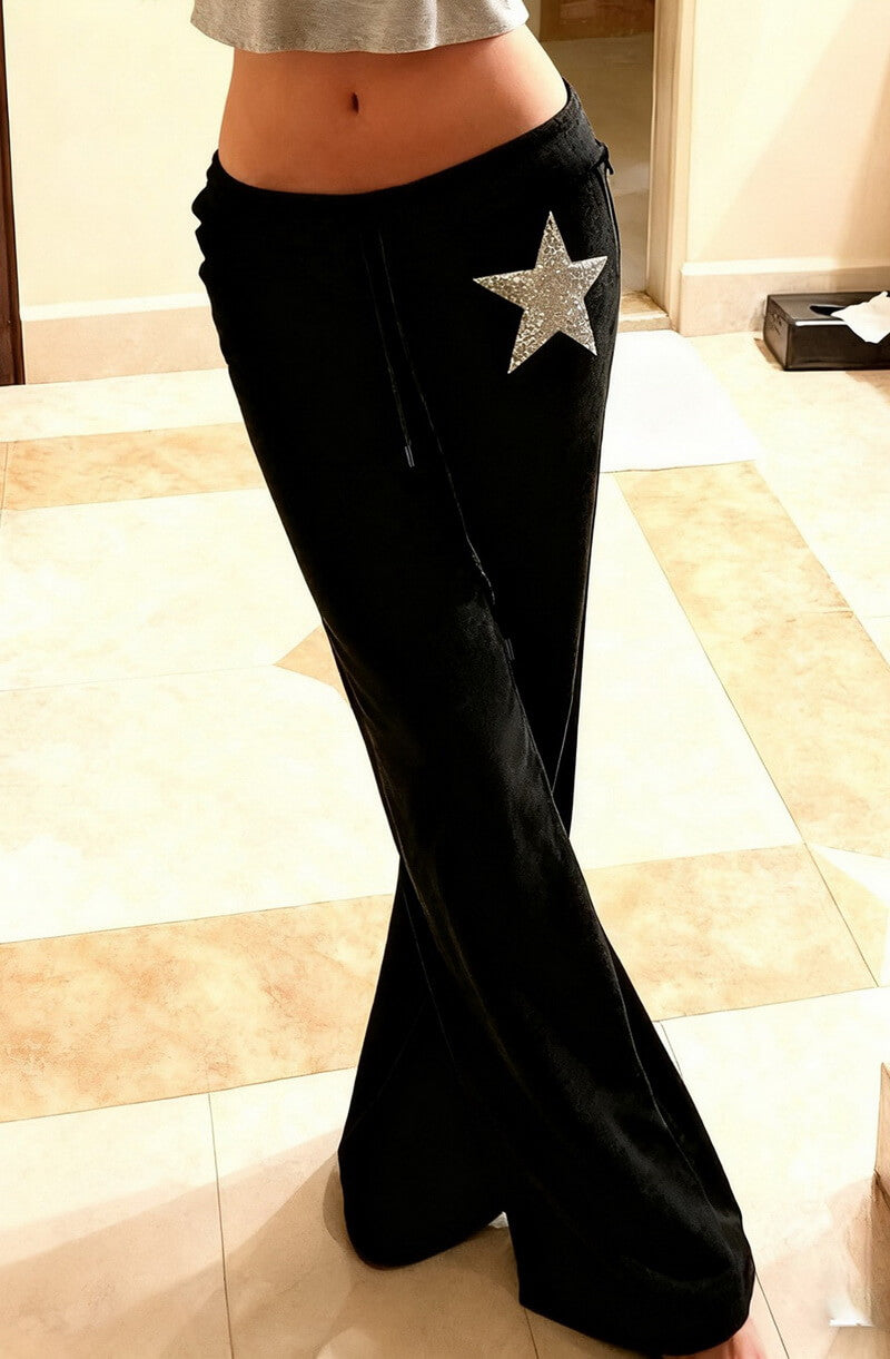 NURO Women's Casual Patchwork Straight Leg Pants | Low Waist Slight Stretch Trousers | Everyday Basic Lounge Pants