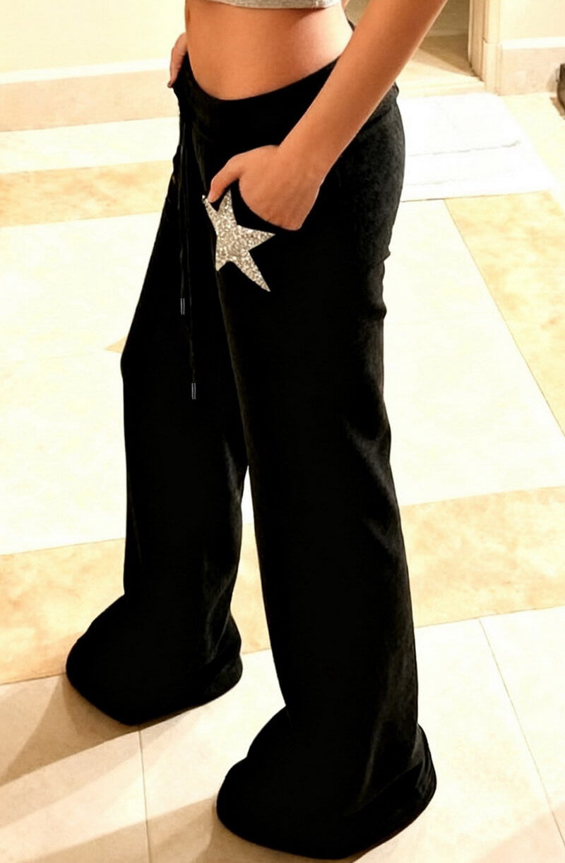 NURO Women's Casual Patchwork Straight Leg Pants | Low Waist Slight Stretch Trousers | Everyday Basic Lounge Pants