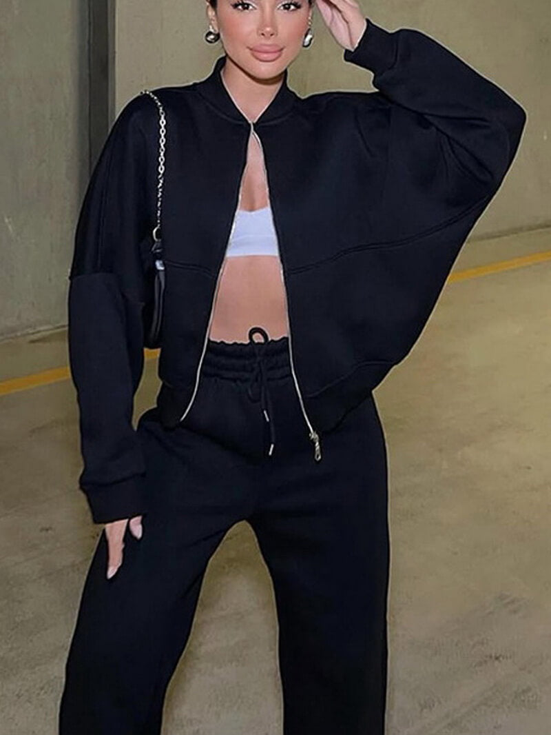 NURO Women's Casual Two Piece Lounge Set - Long Sleeve Top and Jogger Pants