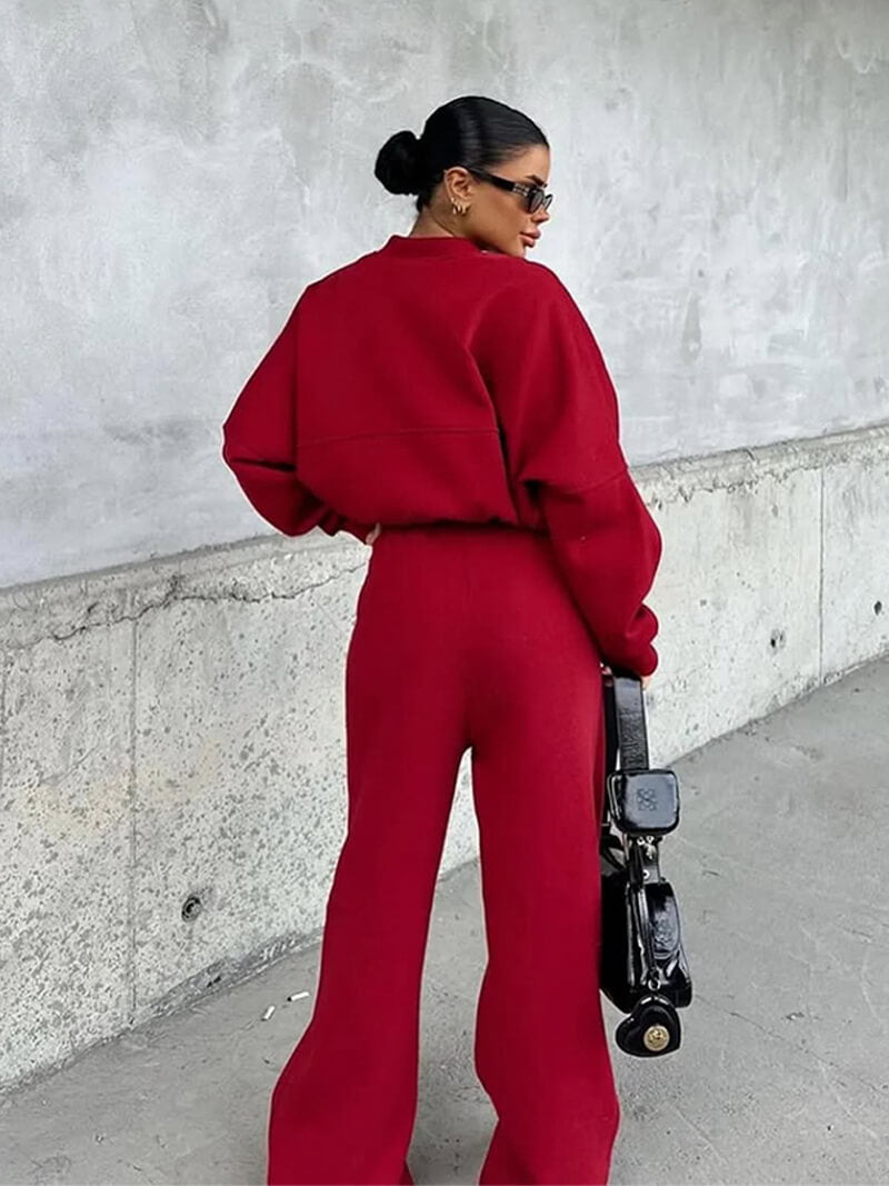 NURO Women's Casual Two Piece Lounge Set - Long Sleeve Top and Jogger Pants