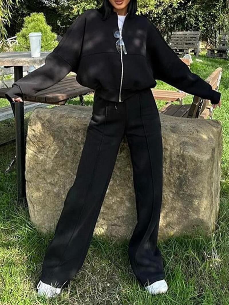 NURO Women's Casual Two Piece Lounge Set - Long Sleeve Top and Jogger Pants