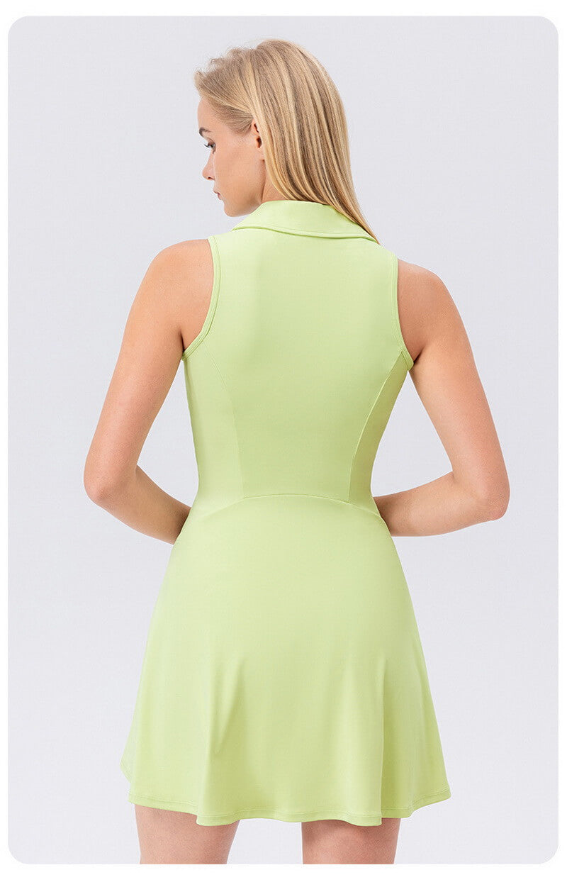 NURO Women's Collared Color Block Tennis Dress