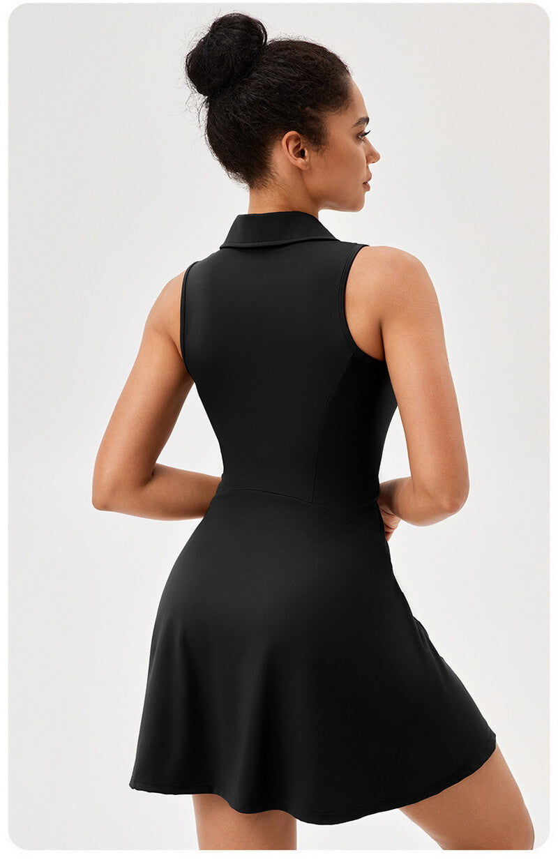 NURO Women's Collared Color Block Tennis Dress