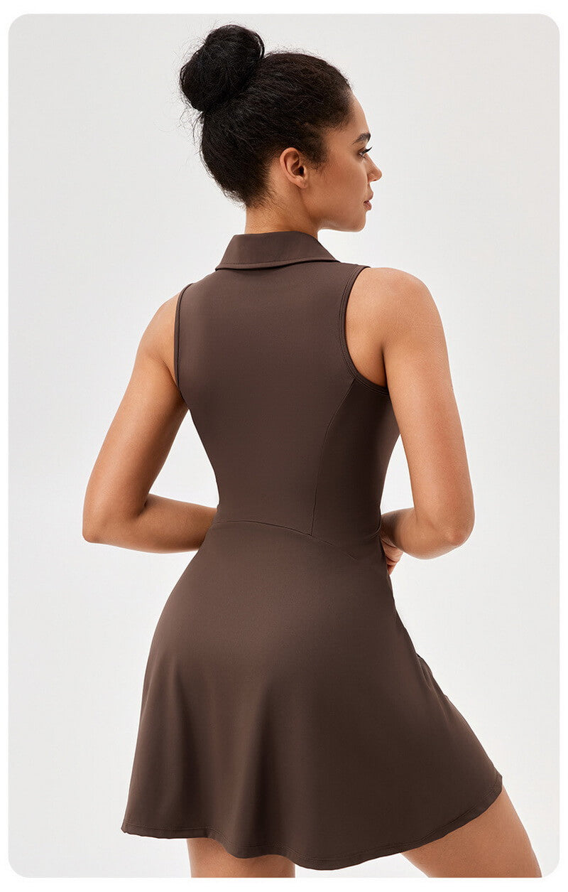 NURO Women's Collared Color Block Tennis Dress