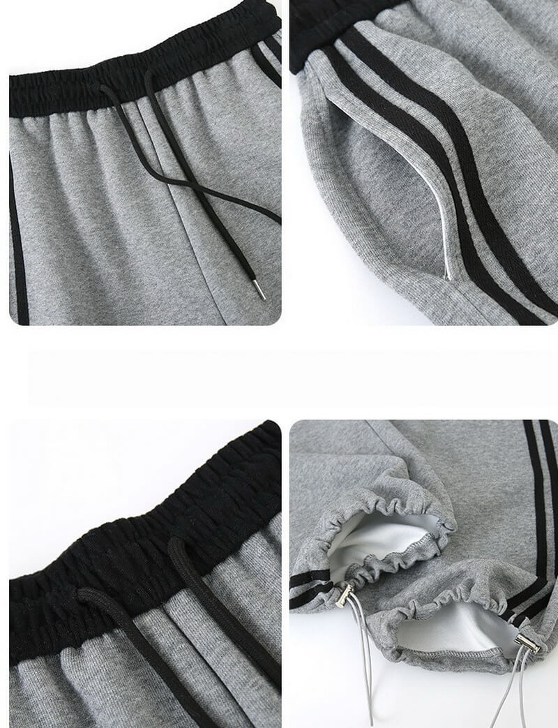 NURO Women's Contrast Stripe High-Waisted Wide Leg Sweatpants