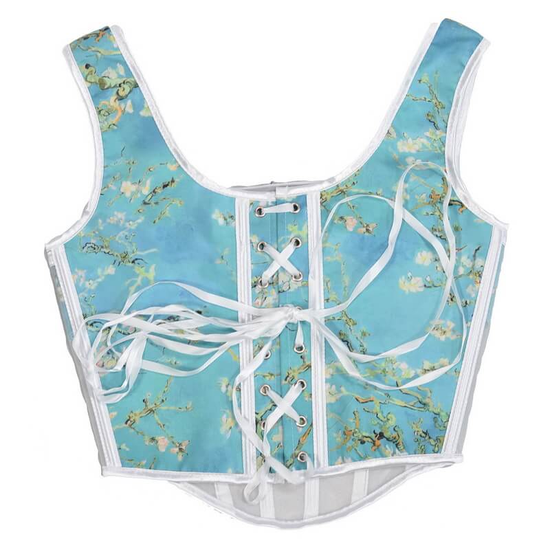 NURO Women's Corset Bustier with Sheer Mesh Panels