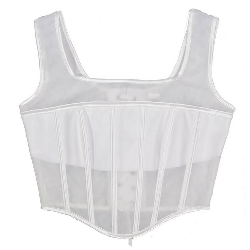 NURO Women's Corset Bustier with Sheer Mesh Panels