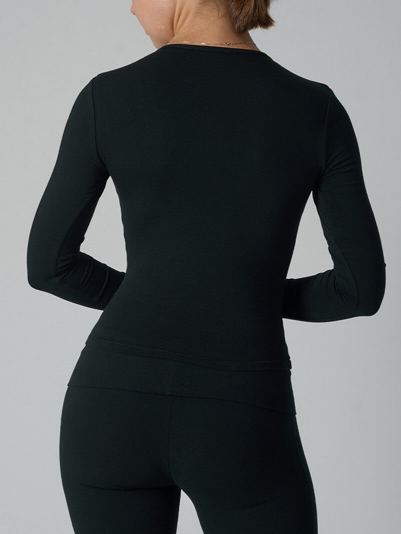 NURO Women's Cotton Jersey Long Sleeve T-Shirt, High Stretch Slim Fit Tee