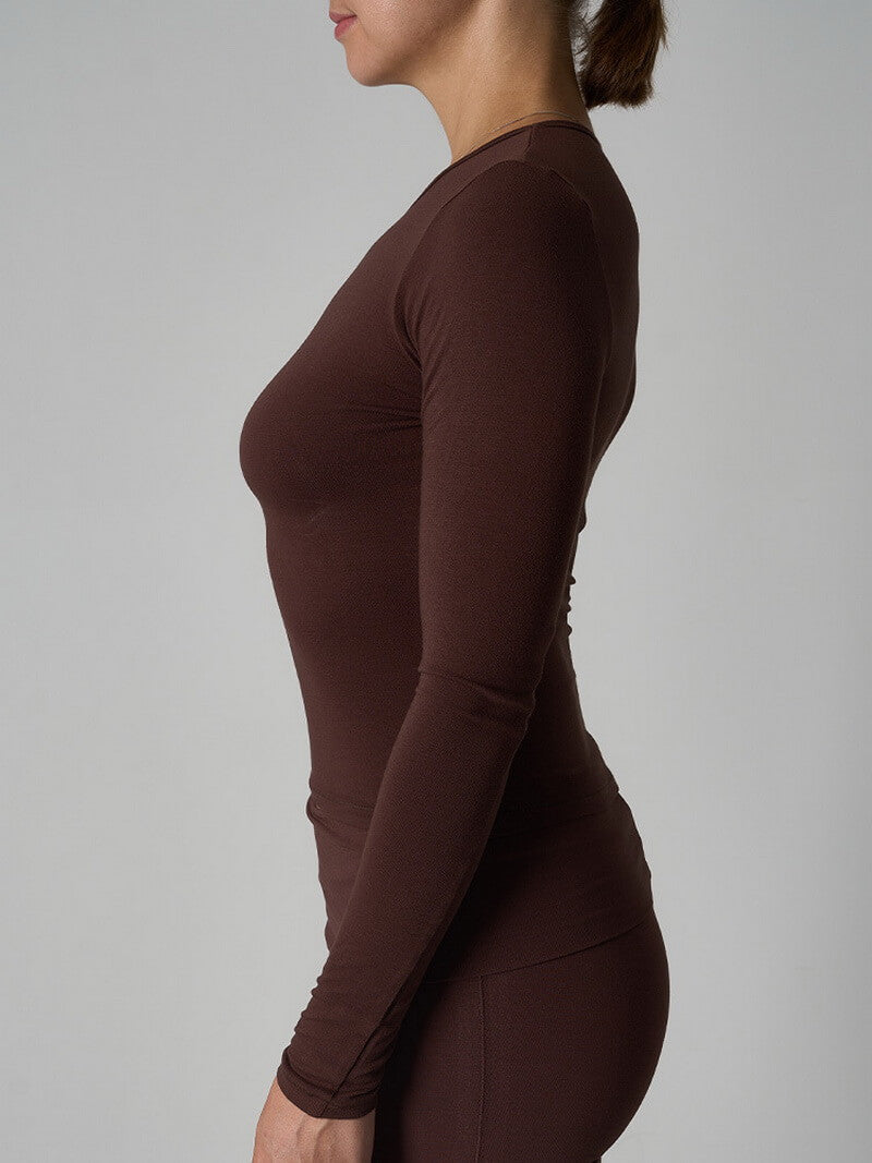 NURO Women's Cotton Jersey Long Sleeve T-Shirt, High Stretch Slim Fit Tee