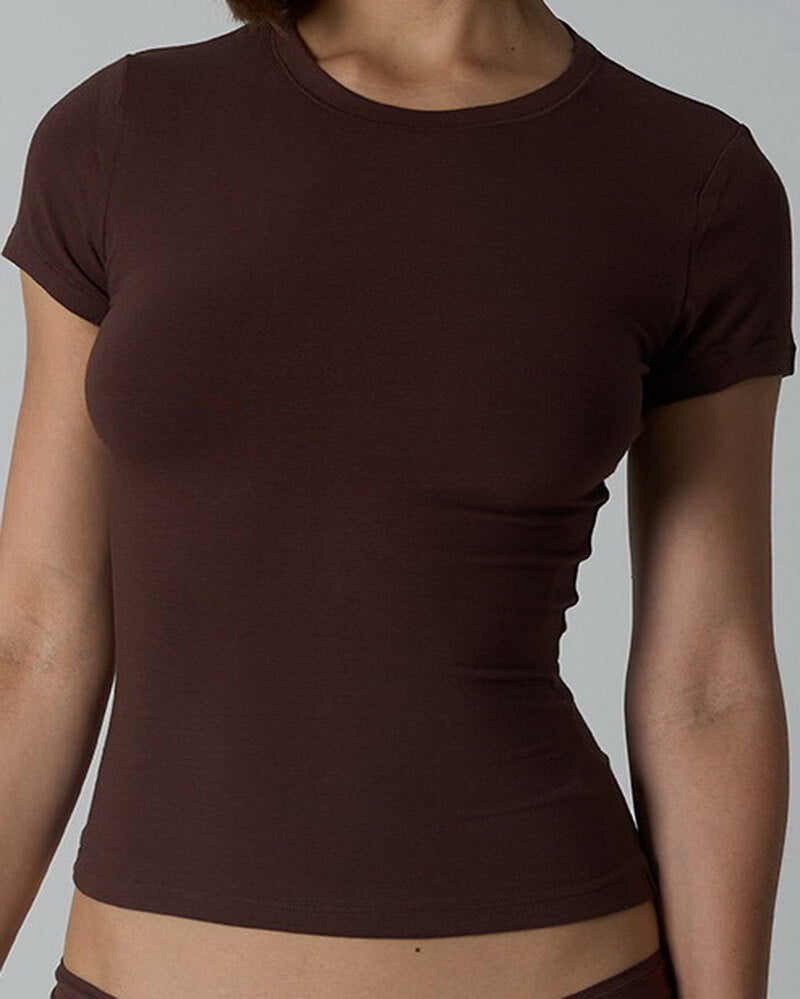 NURO Women's Cotton Jersey Slim-Fit T-Shirt, Short Sleeve Casual Top