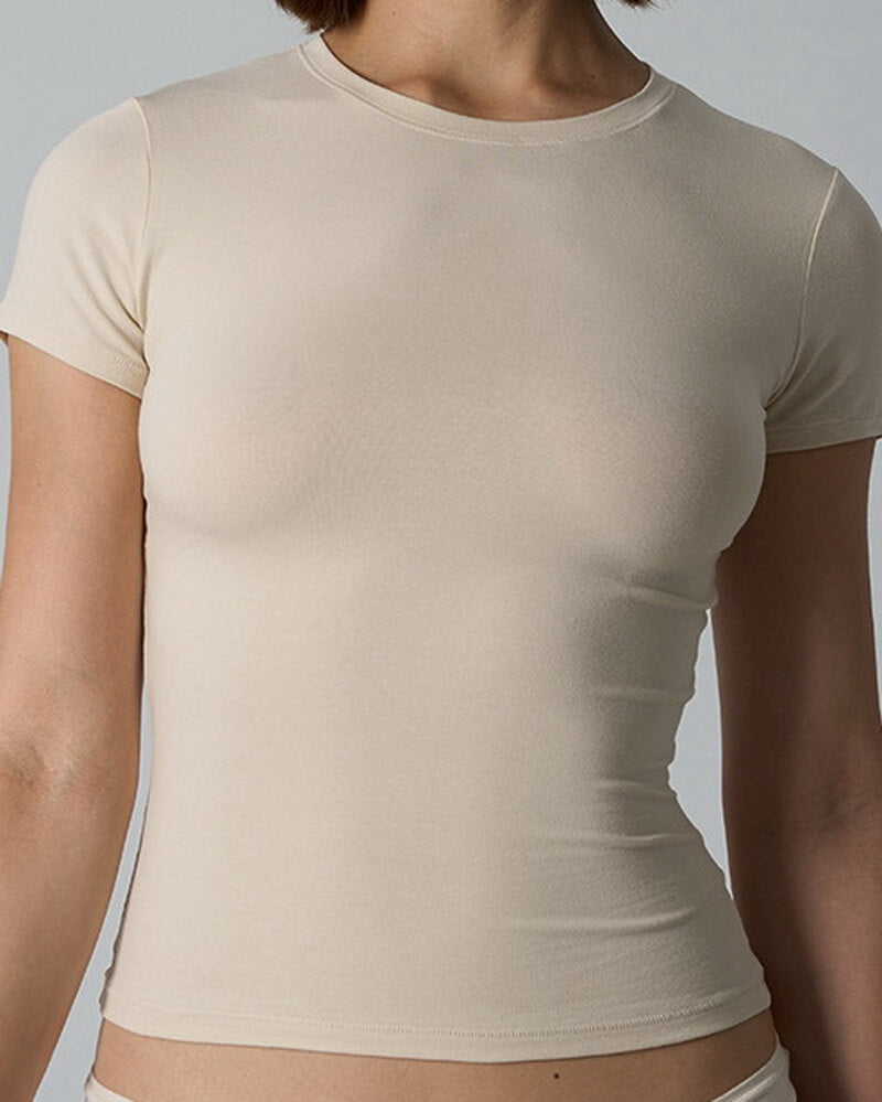 NURO Women's Cotton Jersey Slim-Fit T-Shirt, Short Sleeve Casual Top