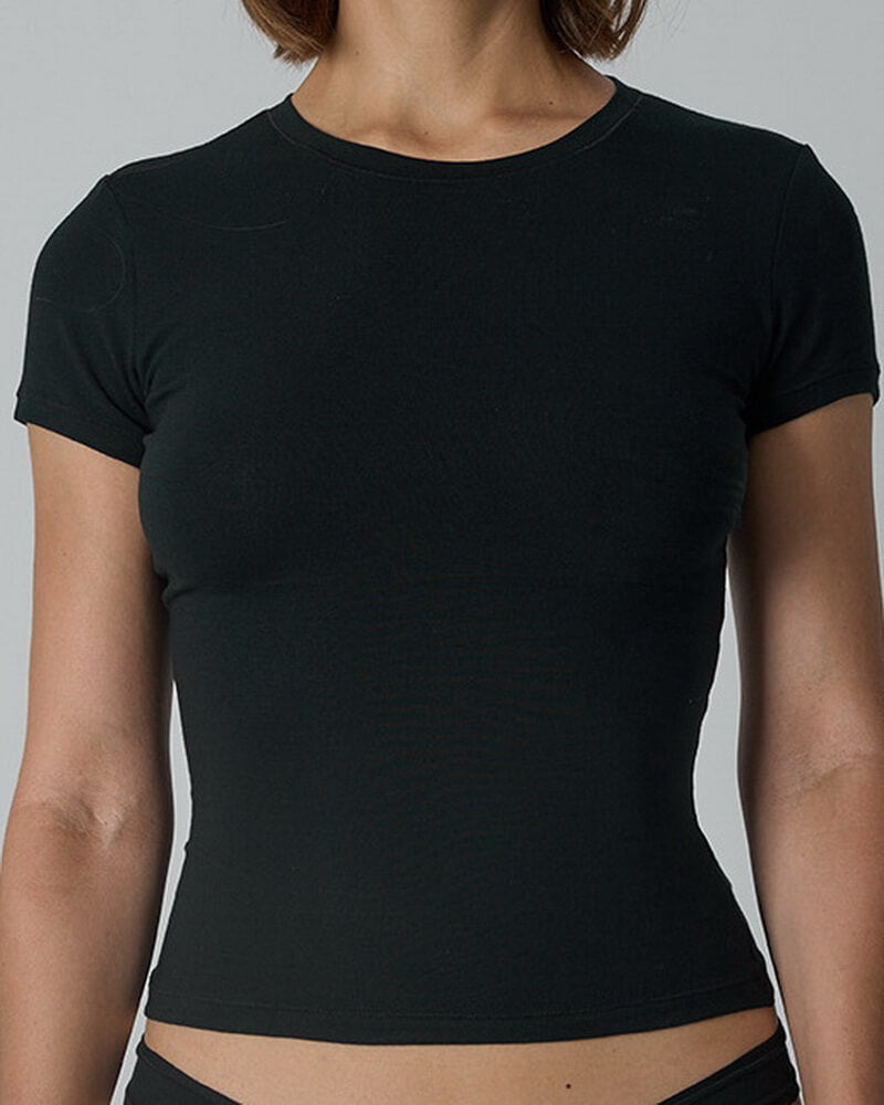 NURO Women's Cotton Jersey Slim-Fit T-Shirt, Short Sleeve Casual Top