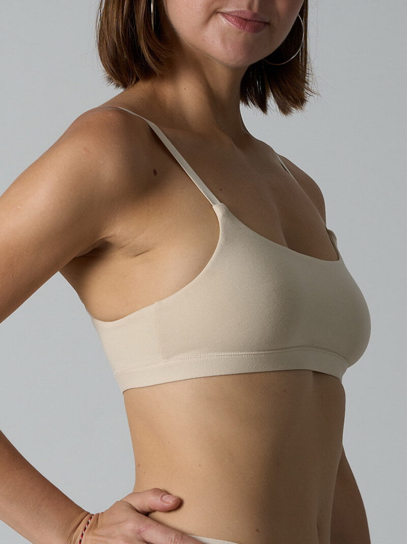 NURO Women's Cotton Scoop Bralette, Seamless Light Support Wire-Free Bra