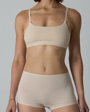 NURO Women's Cotton Sports Bra and Shorts Set, Breathable Wire-Free Bralette with Boy Shorts