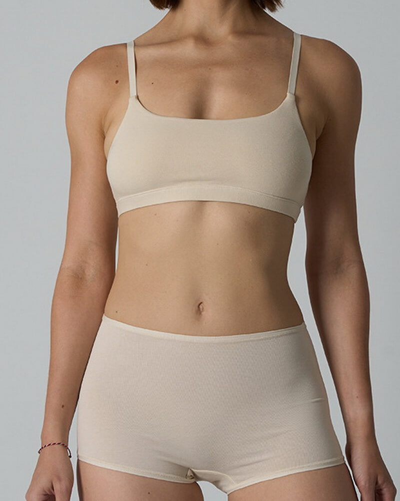 NURO Women's Cotton Sports Bra and Shorts Set, Breathable Wire-Free Bralette with Boy Shorts