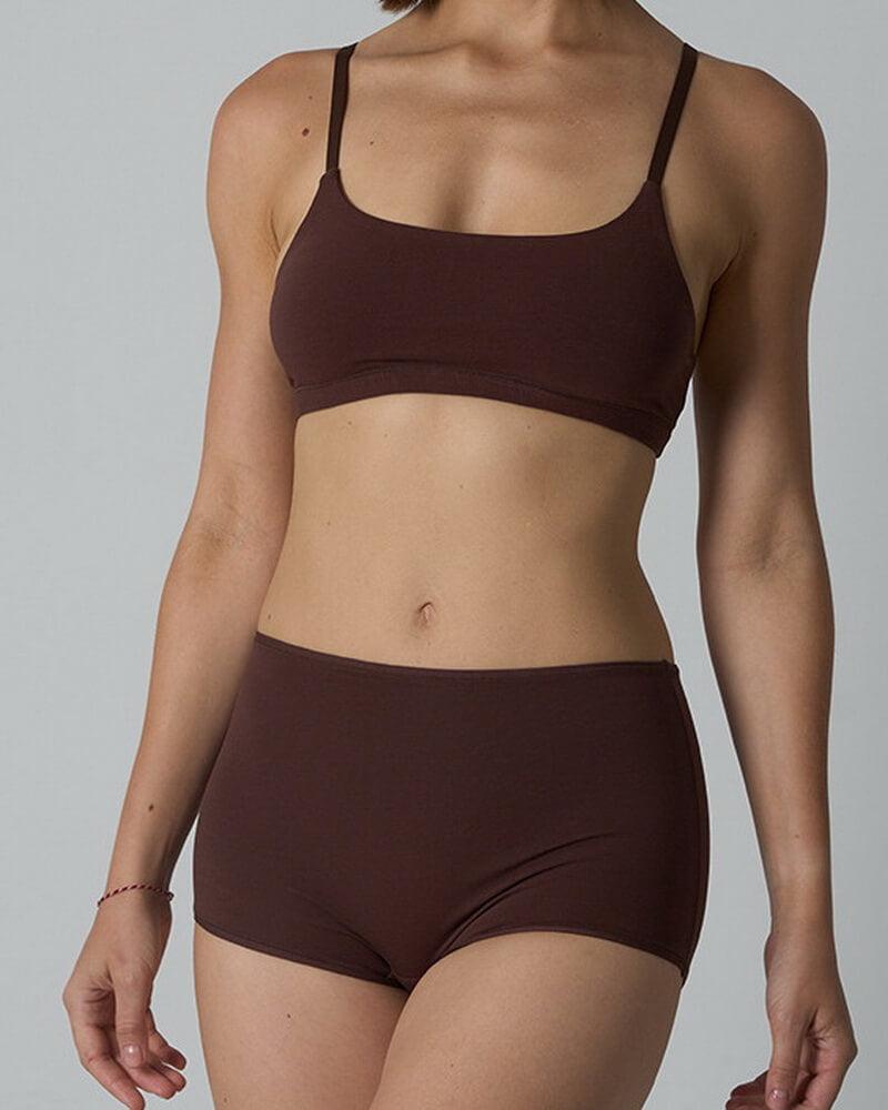 NURO Women's Cotton Sports Bra and Shorts Set, Breathable Wire-Free Bralette with Boy Shorts