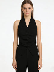 NURO Women's Crinkle Knit Halter Top