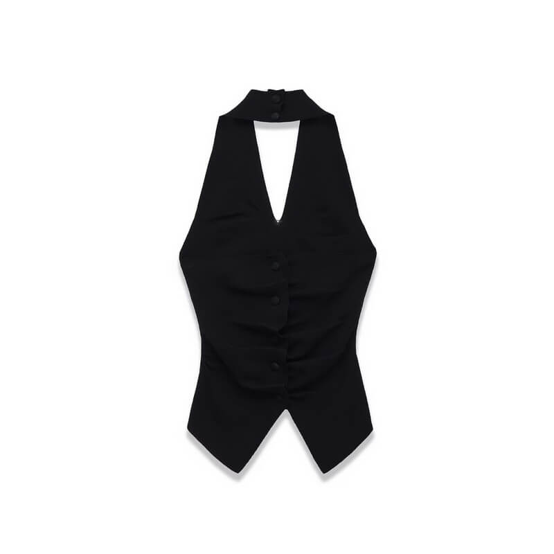 NURO Women's Crinkle Knit Halter Top