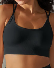 NURO Women's Crisscross Back Seamless Sports Bra, Breathable Knit Workout Top