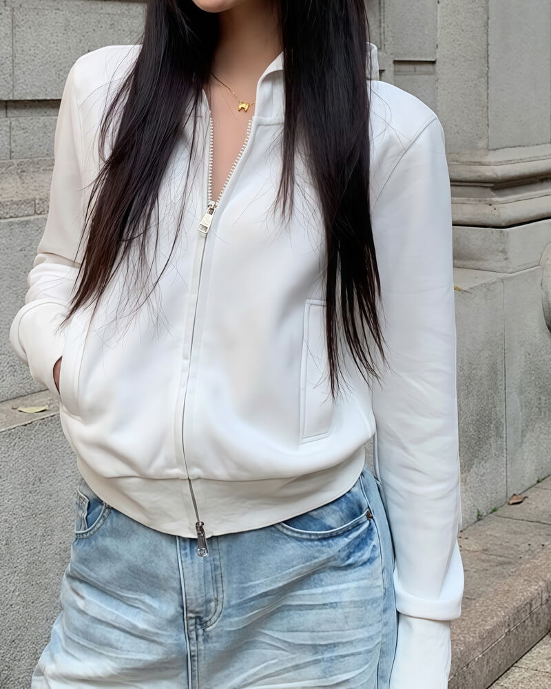 NURO Women's Cropped Hooded Zip-Up Sweatshirt, Slim Fit Lightweight Long Sleeve Casual Jacket