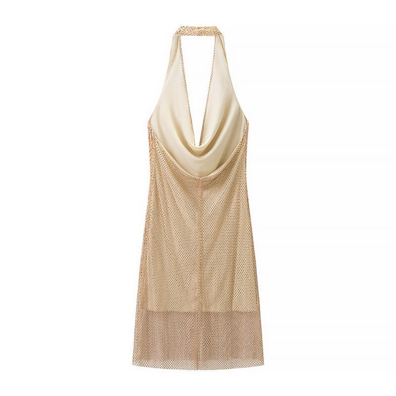 NURO Women's Crystal Embellished Halter Neck Bodycon Dress
