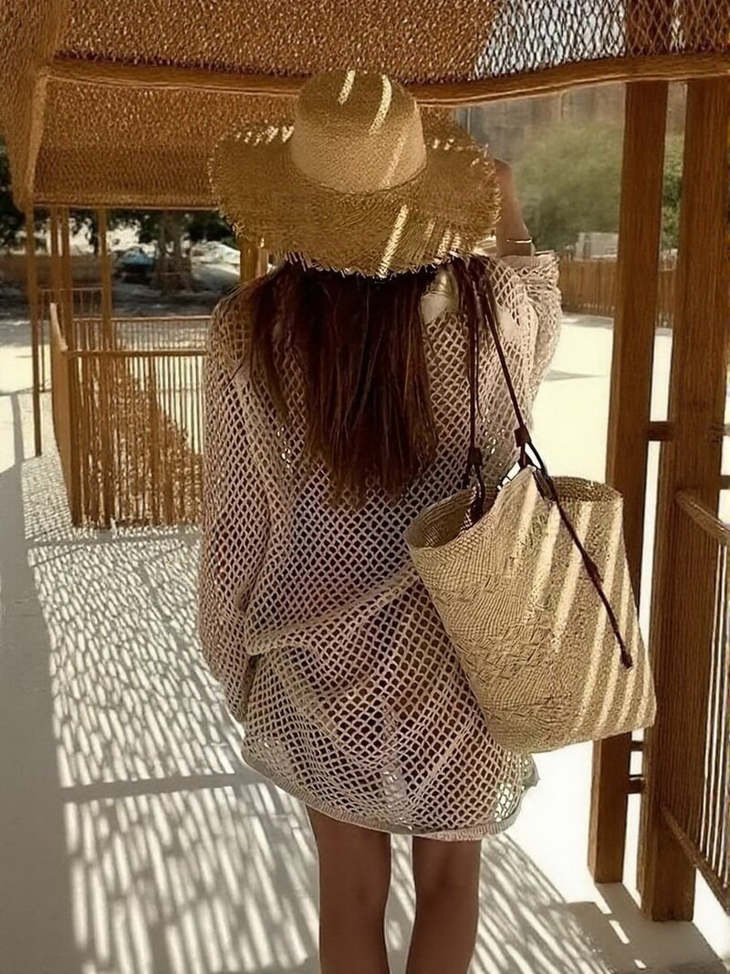 NURO Women's Cut-Out Mesh Polo Dress, Long Sleeve Asymmethem Beach Cover-Up