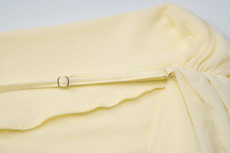 NURO Women's Deep V Backless Mesh Lace Up Bodycon Dress, Asymmetrical Hem Long Dress