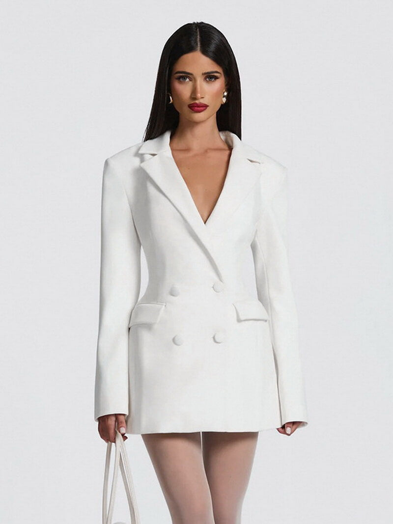 NURO Women's Deep V Neck Long Sleeve Pencil Casual Blazer Dress