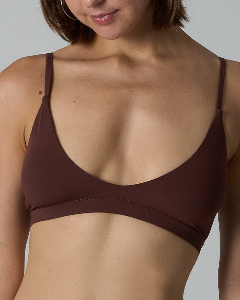 NURO Women's Deep V Triangle Bralette, Wire-Free Thin Cup Sports Bra