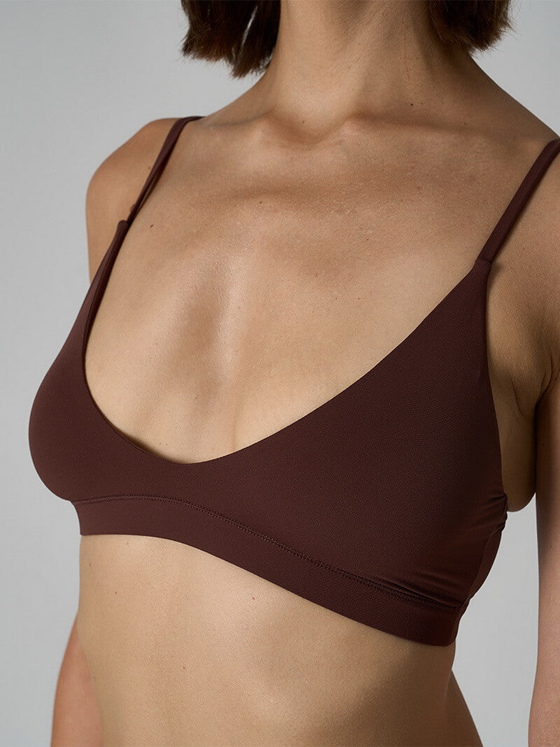 NURO Women's Deep V Triangle Bralette, Wire-Free Thin Cup Sports Bra