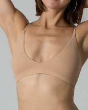 NURO Women's Deep V Triangle Bralette, Wire-Free Thin Cup Sports Bra