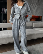 NURO Women's Distressed Hoodie and Jogger Pants Set