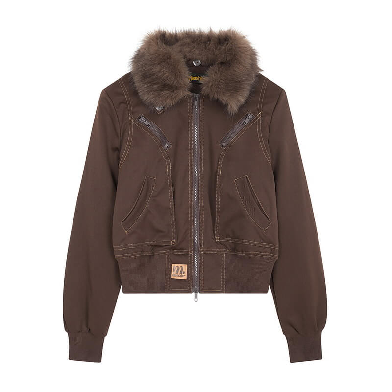 NURO Women's Faux Fur Collar Loose Fit Split Design Jacket, Long Sleeve Autumn Coat