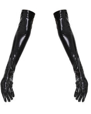 NURO Women's Faux Leather Glossy Long Gloves Evening Wear Accessory