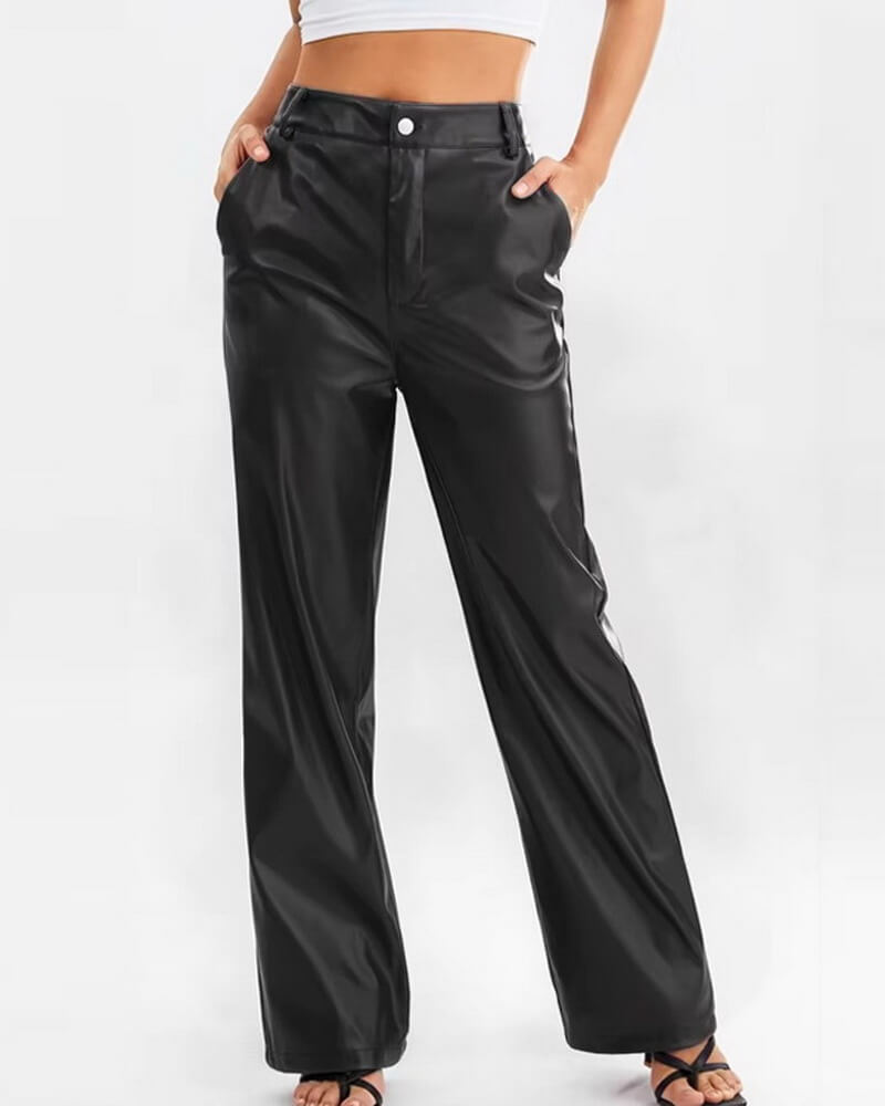 NURO Women's Faux Leather Pants High Waist Slim Fit Pencil Pants Casual Trousers