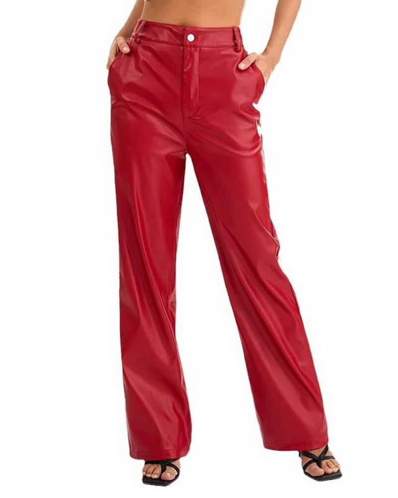NURO Women's Faux Leather Pants High Waist Slim Fit Pencil Pants Casual Trousers