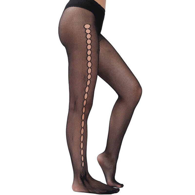 NURO Women's Fishnet Pantyhose with Lace Trim