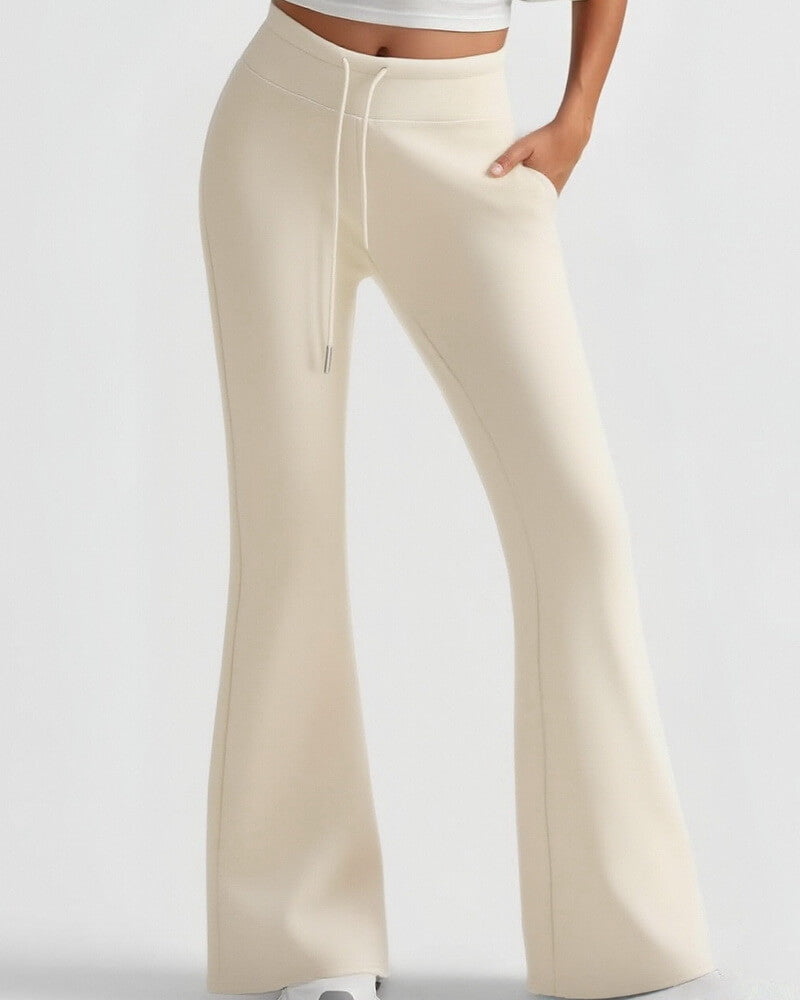 NURO Women's Flare Leg Fleece Pants – High Waist Bootcut Trousers with Drawstring