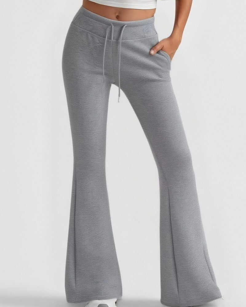 NURO Women's Flare Leg Fleece Pants – High Waist Bootcut Trousers with Drawstring