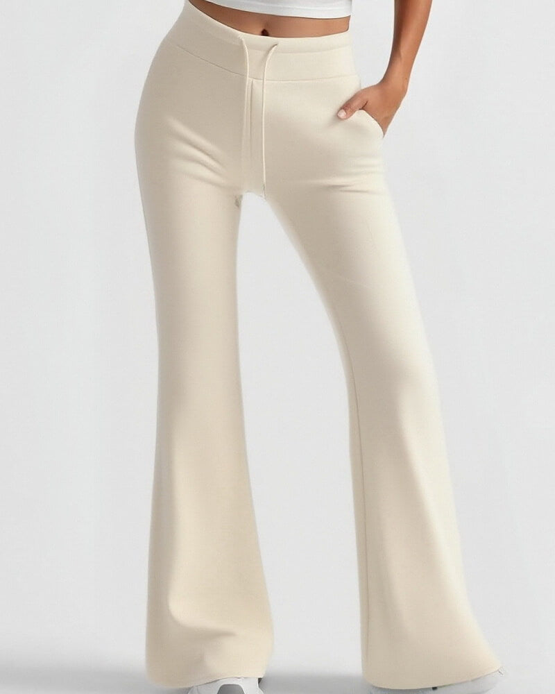 NURO Women's Flare Leg Fleece Pants – High Waist Bootcut Trousers with Drawstring