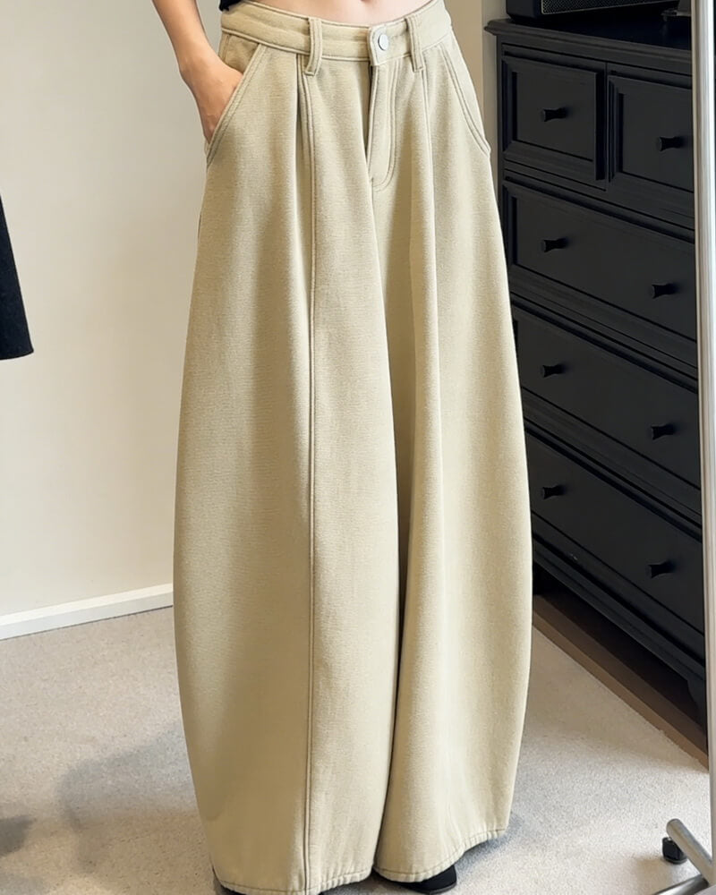 NURO Women's Flared Wide Leg Jeans – High Waist Retro Denim Pants with Fleece Lining