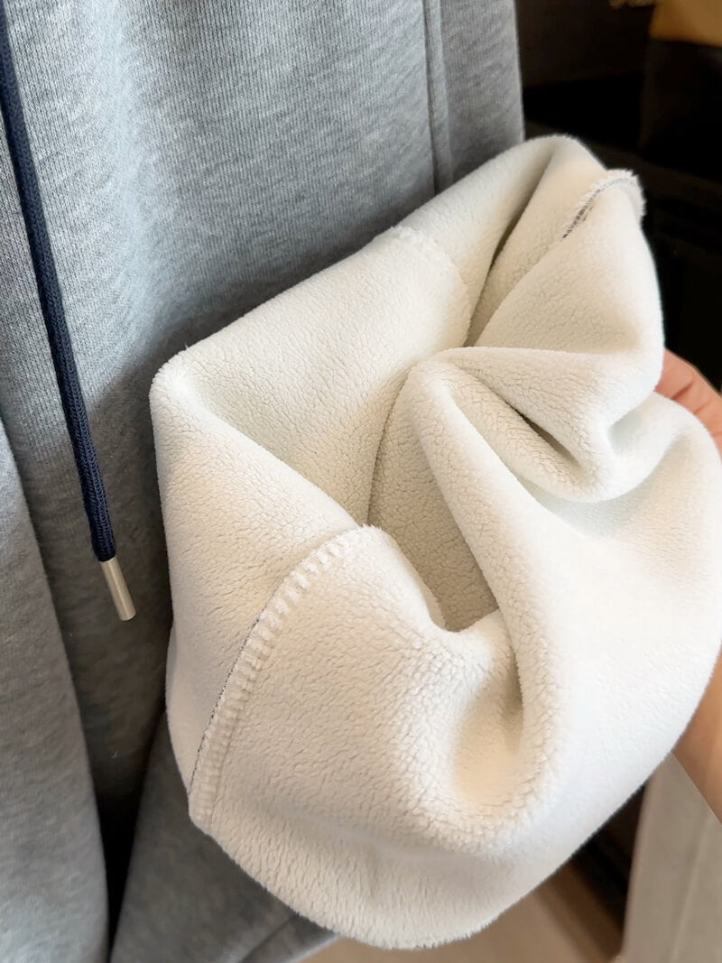 NURO Women's Fleece-Lined Wide Leg Pants – High Waist Sweatpants with Drawstring