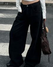 NURO Women's Fleece Lined Wide Leg Jeans – High Waist Flowy Straight Leg Pants