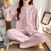 NURO Women's Fleece Loungewear Set, Ultra Soft Sherpa Sleepwear, Long Sleeve Thick Pajamas for Winter and Fall, Cozy Home Wear with Outdoor Style