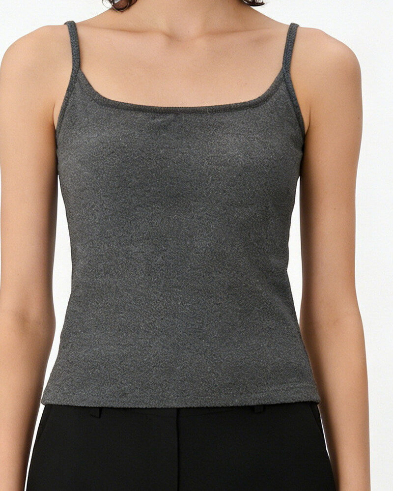 NURO Women's Flocked Crop Cami, Seamless Built-in Bra Sleeveless Top
