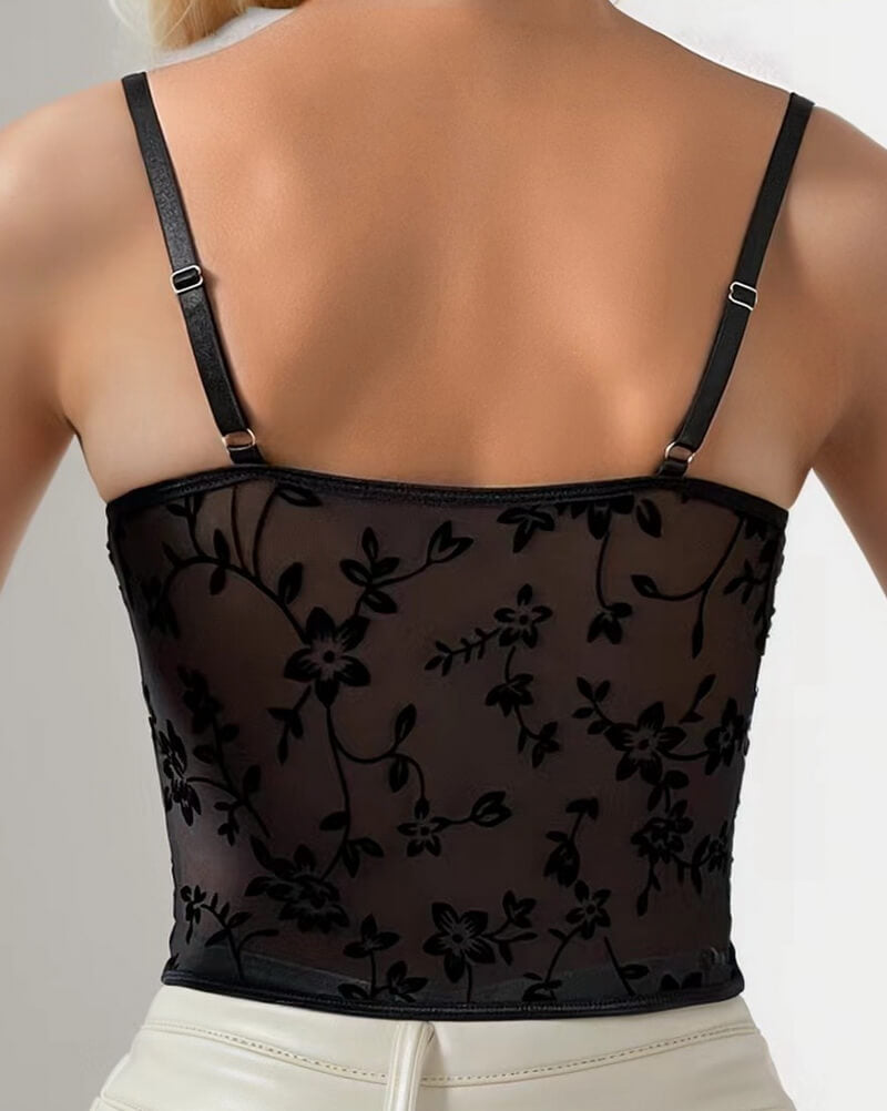 NURO Women's Floral 3D Print Bustier Top – Underbust Corset Camisole